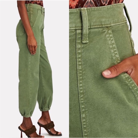 MOTHER The Wrapper Patch Springy Ankle Pants in Chalk Avocado - EUC, Size 31 - Picture 2 of 16